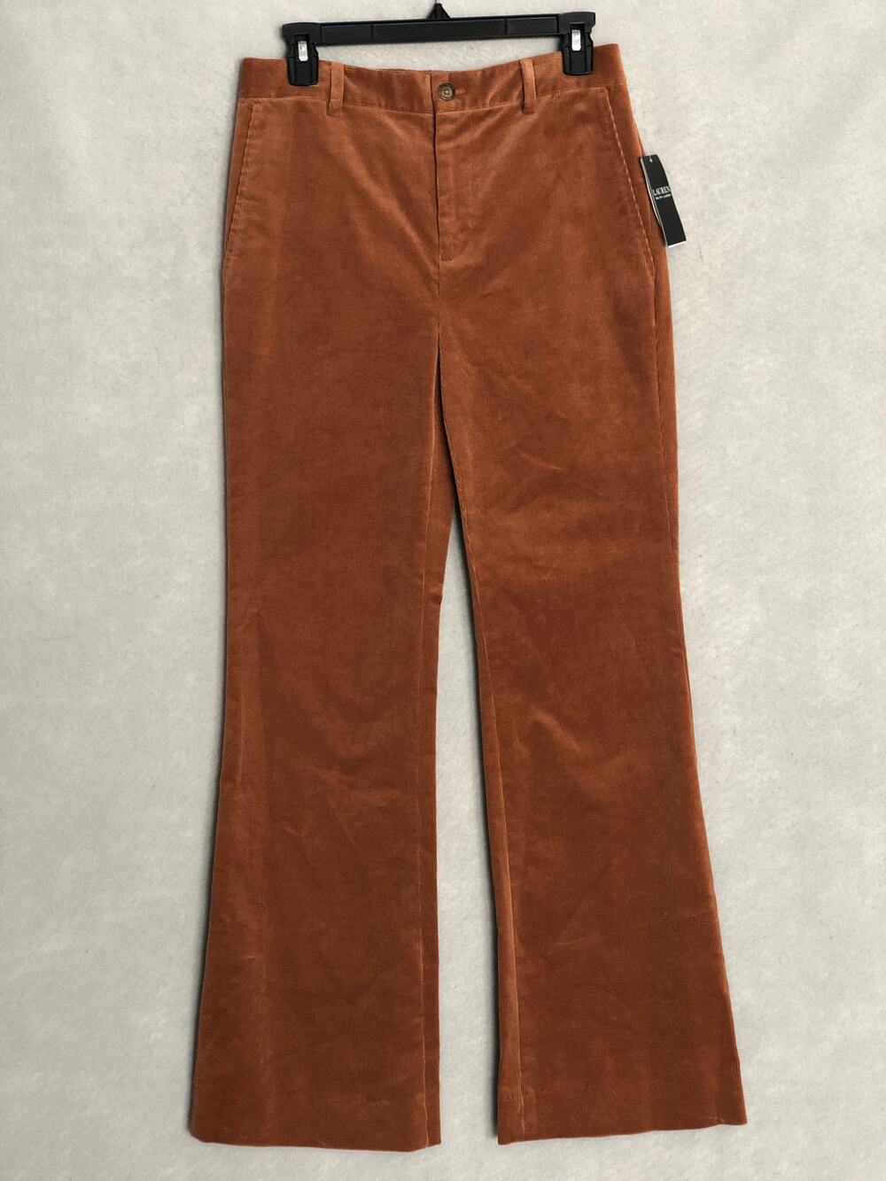 Lauren Ralph Lauren Corduroy Pant High-Rise Flare Brown Women's Size 6 NEW